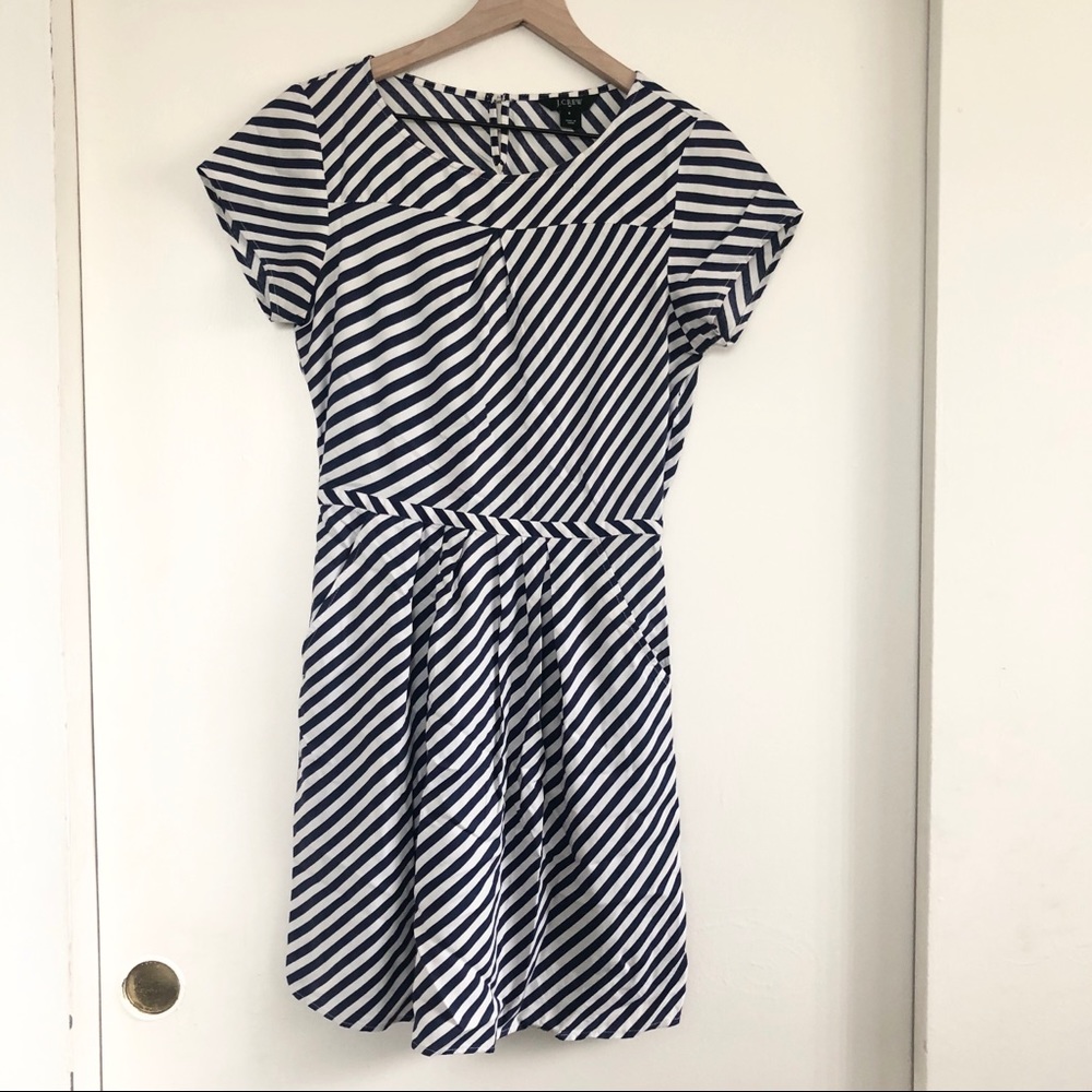 J. Crew Elastic Waist Striped Pocket Dress